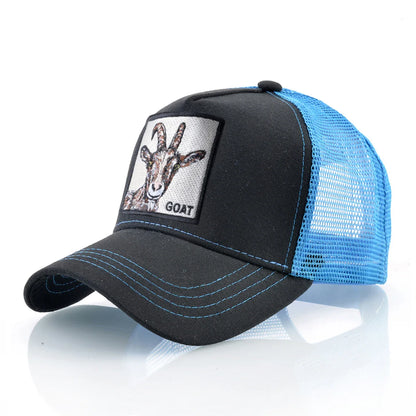Fashion Trucker Caps With Embroidery Goat Patch