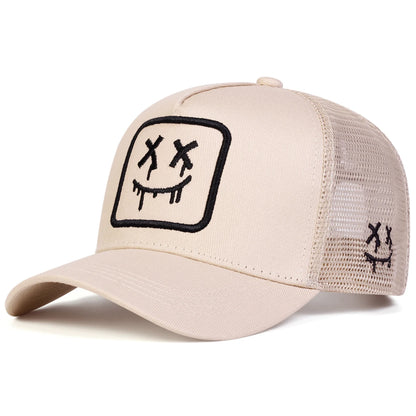 Unisex XX Smiling Face Embroidery Baseball Net Caps Spring Summer