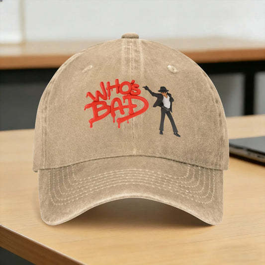 Washed Baseball Cap MJ Who is Bad Michaels Jacksons Baseball Caps