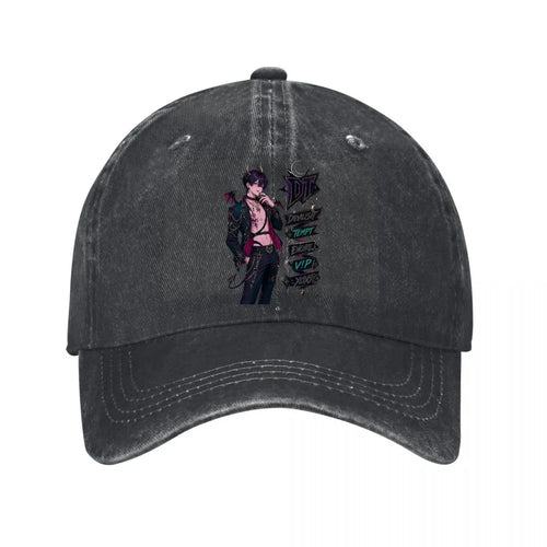 Neon Gothic Demon Mascot Banner Art Baseball Cap