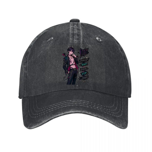 Neon Gothic Demon Mascot Banner Art Baseball Cap