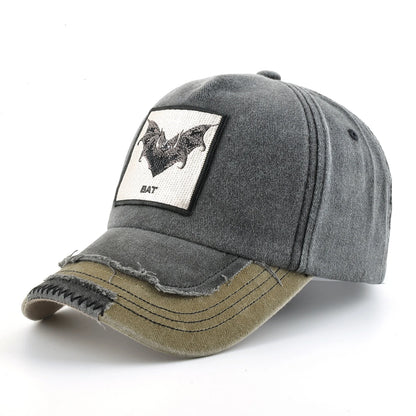 Vintage Denim Baseball Cap With Embroidery Bat Patch Men Dad Hats Women