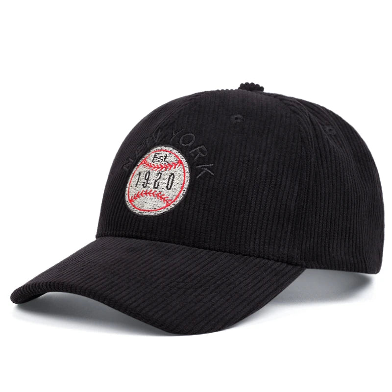 New York1920 Corduroy Letter Embroidery Baseball Caps Women Men