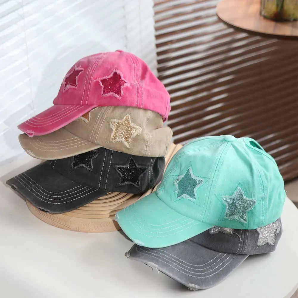 Star Baseball Hat Cotton Korean Vintage