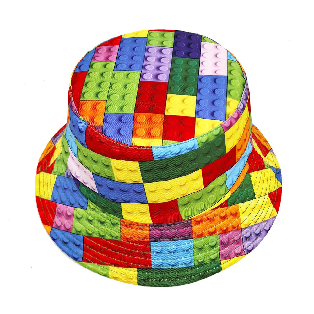 Fashion Blocks Pattern Panama Bucket Hats