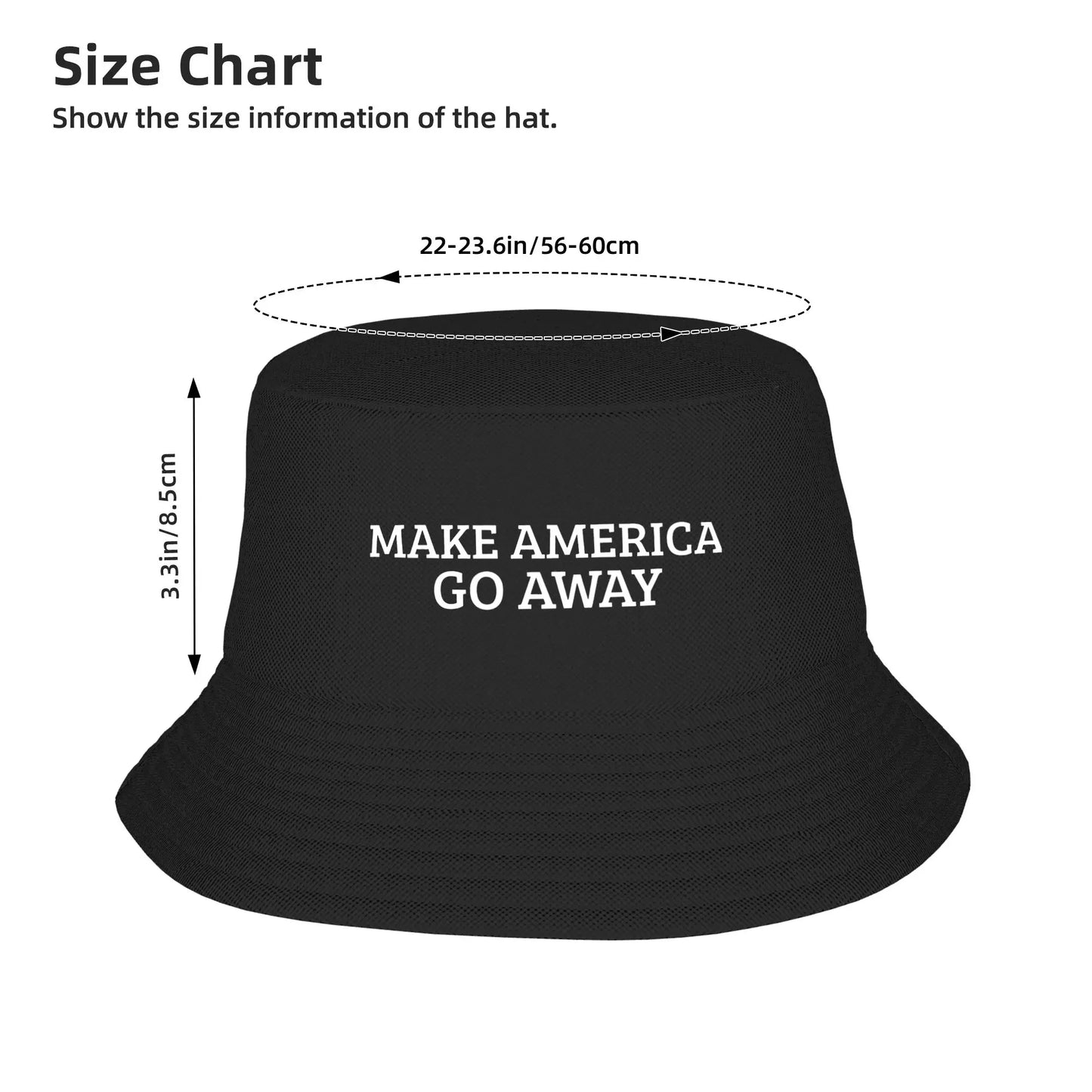 Girls Kawaii Bucket Hat Make America Go Away MAGA