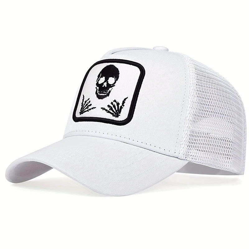 Unisex Skull Finger 666 Embroidery Baseball Net Caps Sunscreen Hat