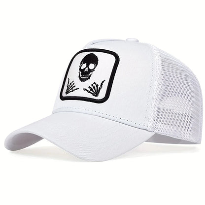 Unisex Skull Finger 666 Embroidery Baseball Net Caps Sunscreen Hat