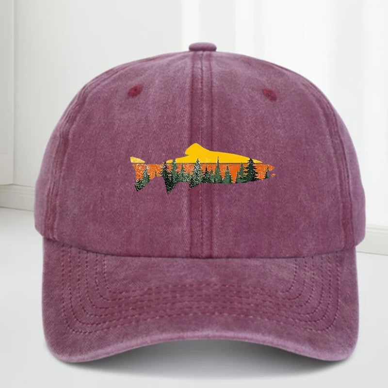 Vintage Fish Pattern Baseball Cap