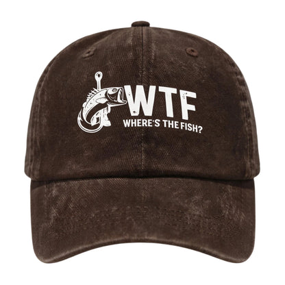 Where Is the Fish WTF Distressed Baseball Cap