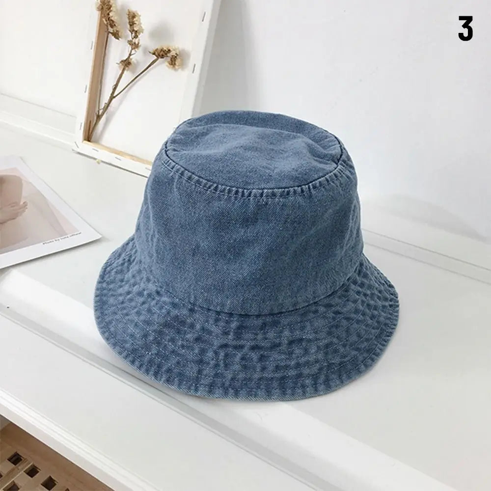 Denim Fabric Unisex Women Men Bucket Hats Fisherman Hat