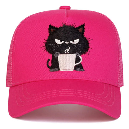 Unisex Black Cat Embroidery Baseball Caps