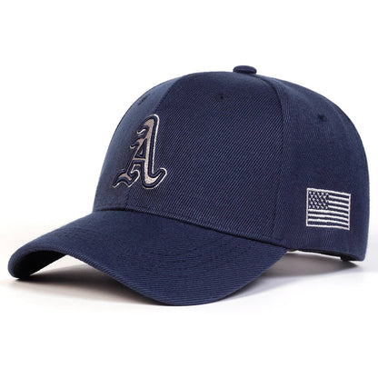 Unisex A Letter Embroidery Side American Flag Baseball Cap Spring Autumn
