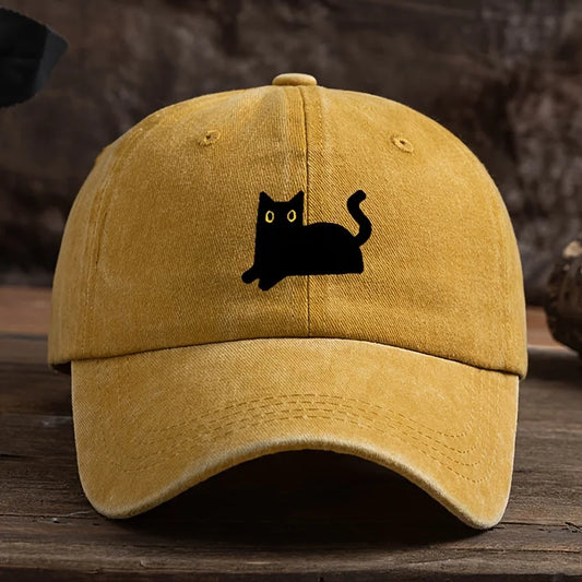 Black Cat Printed Baseball Cap