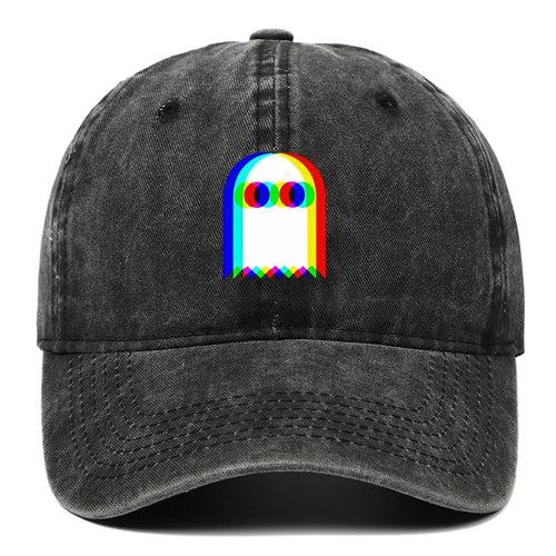 Retro Rainbow Ghost Print Washed Baseball Cap