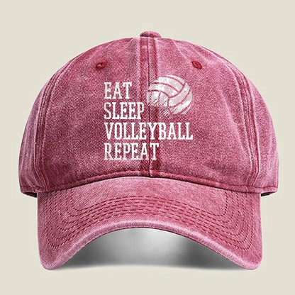 EAT SLEEP VOLLEYBALL REPEAT Washed Baseball Cap