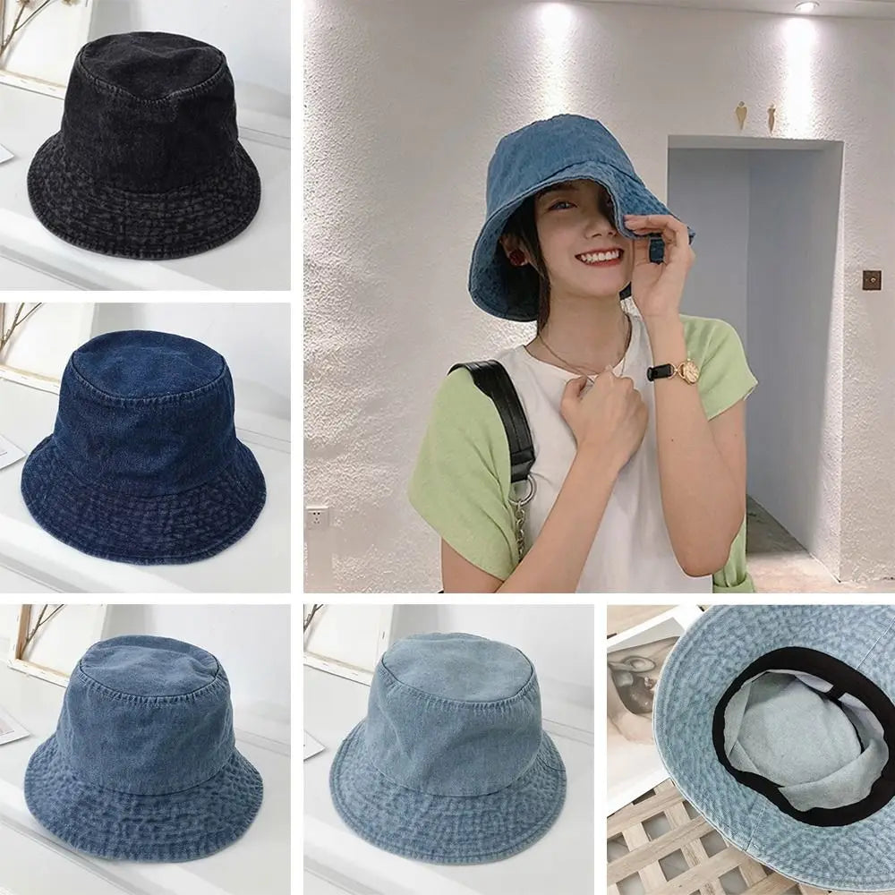 Unisex Cotton Bucket Hats Women Summer Sunscreen Panama Hat Men