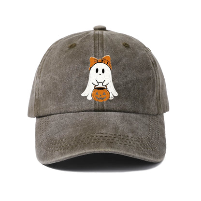 Ghost Girl with Pumpkin Graphic Baseball Cap