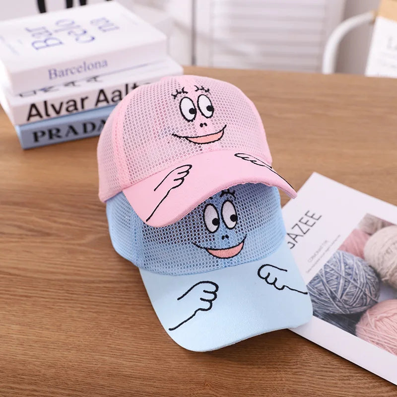 Cool New Boys Girls Kids Children Summer Cute Cap Smiley Face Kawaii Mesh Baseball Cap