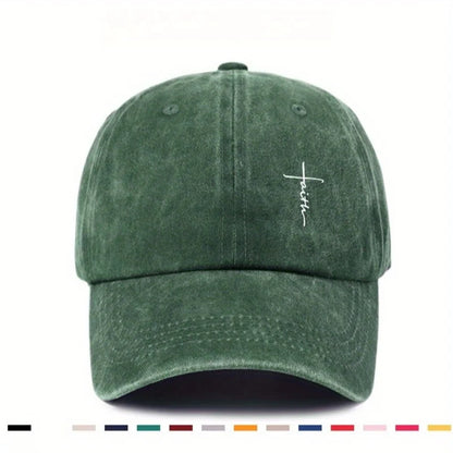 Baseball Cap With Cross Printting Adjustable Outdoor Dad Hat