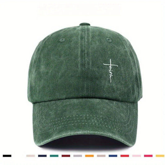 Baseball Cap With Cross Printting Adjustable Outdoor Dad Hat