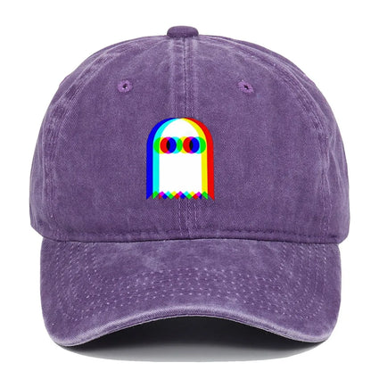 Retro Rainbow Ghost Print Washed Baseball Cap