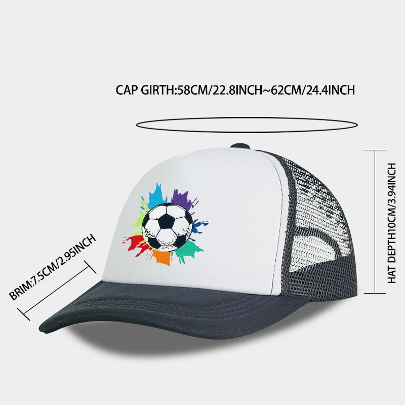 Colorful Soccer Splash Print Sponge Mesh Cap Baseball Cap