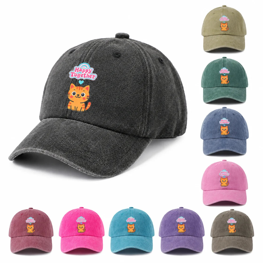 Happy Together Orange Cat Baseball Cap