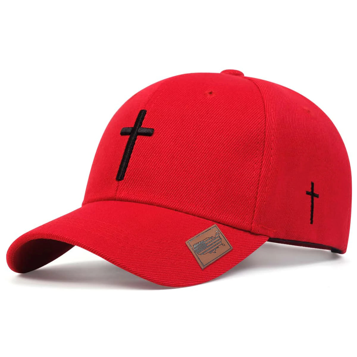 Unisex Cross Embroidery American Flag Label Baseball Caps