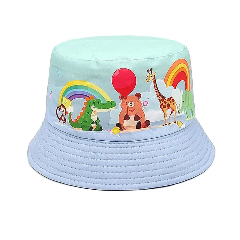Spring Polyester Cartoon Animal Print Bucket Hat