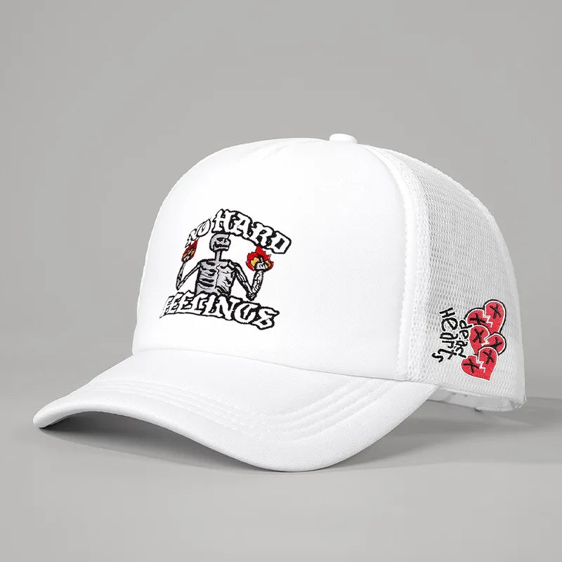 Unisex Skull Flame Embroidery Baseball Caps