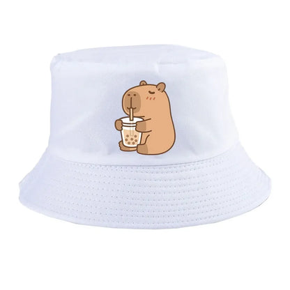 Summer Spring Ladies Cotton Korean Casual  Sunprotection Capybara Bucket Hat