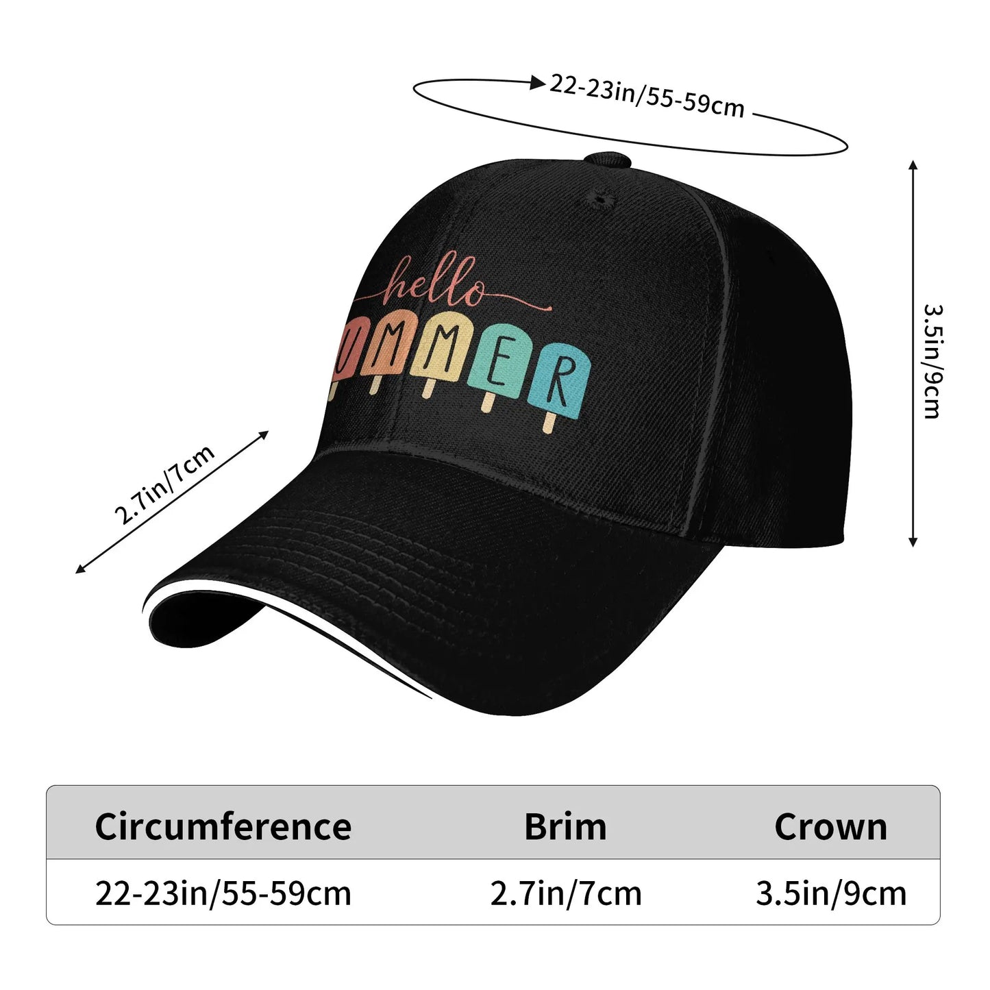 Hello Summer Vacation Ice Cream Sun Baseball Cap