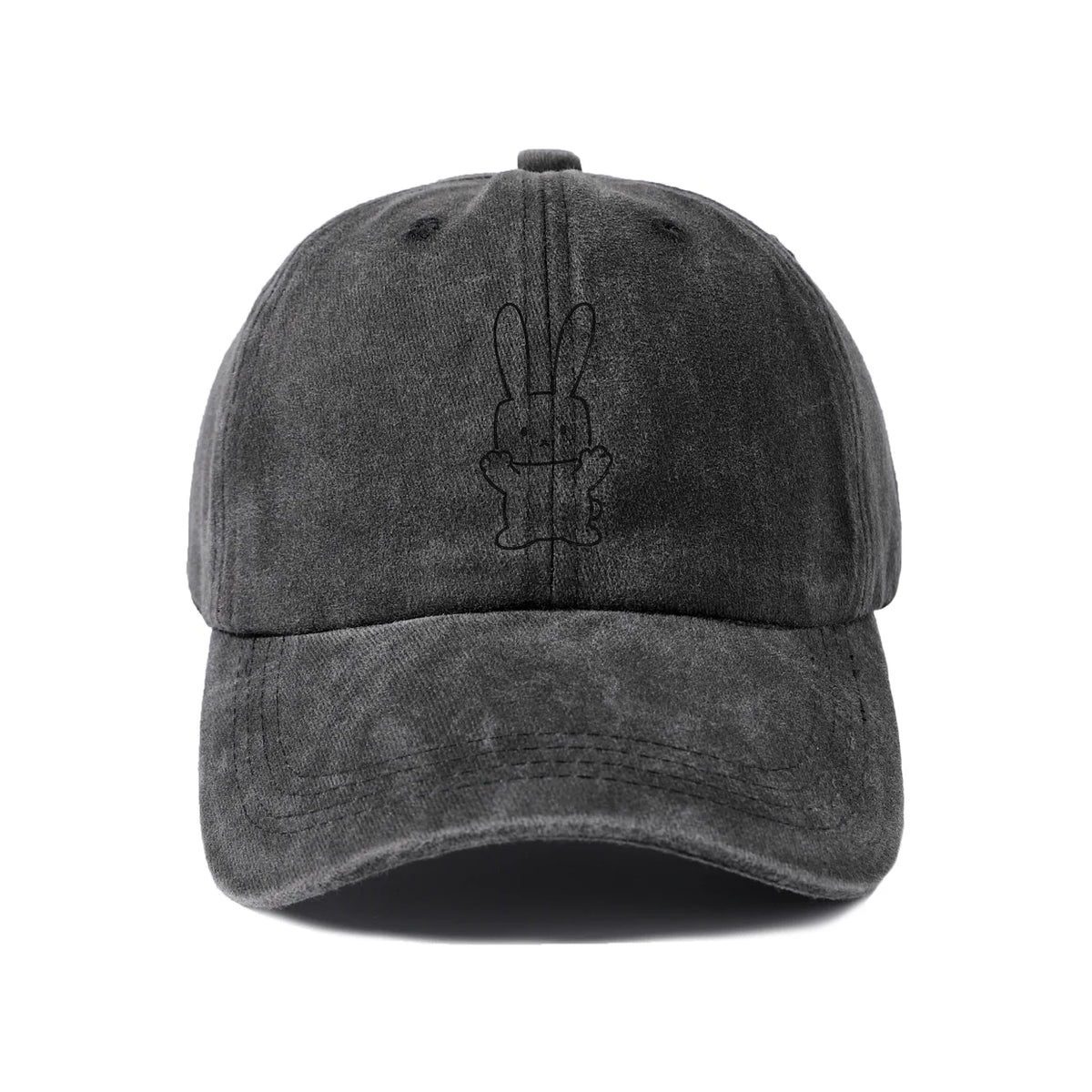 Rabbit Peace Sign Washed Baseball Cap