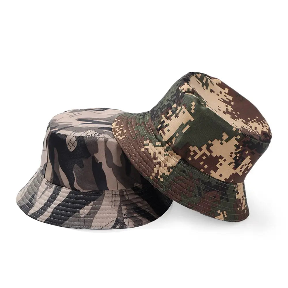 Camouflage Bucket Hat Wide Brim Visors Foldable Portable Women Men