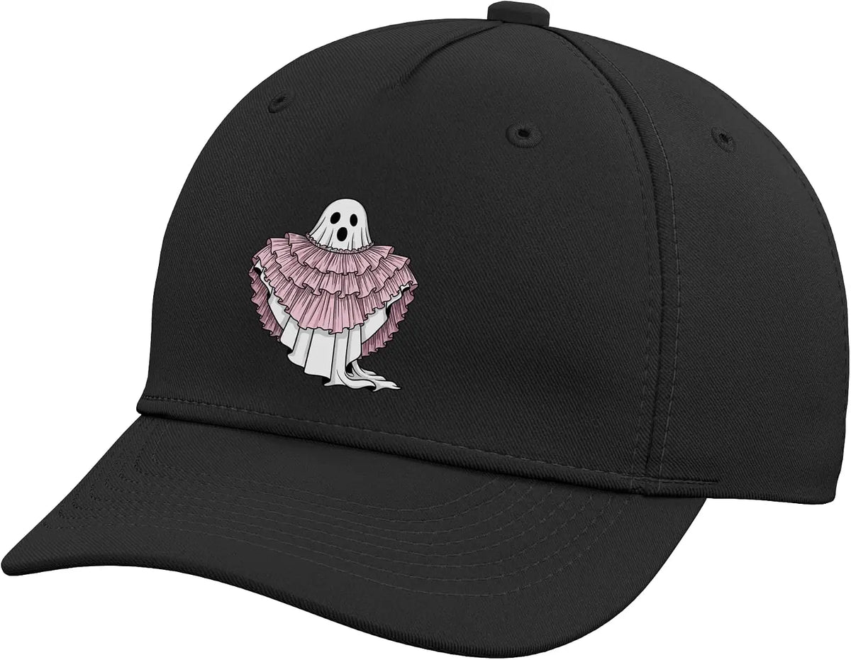 Cute Ruffled Pink Ghost Spooky Season Phantom Adjustable Baseball Hat