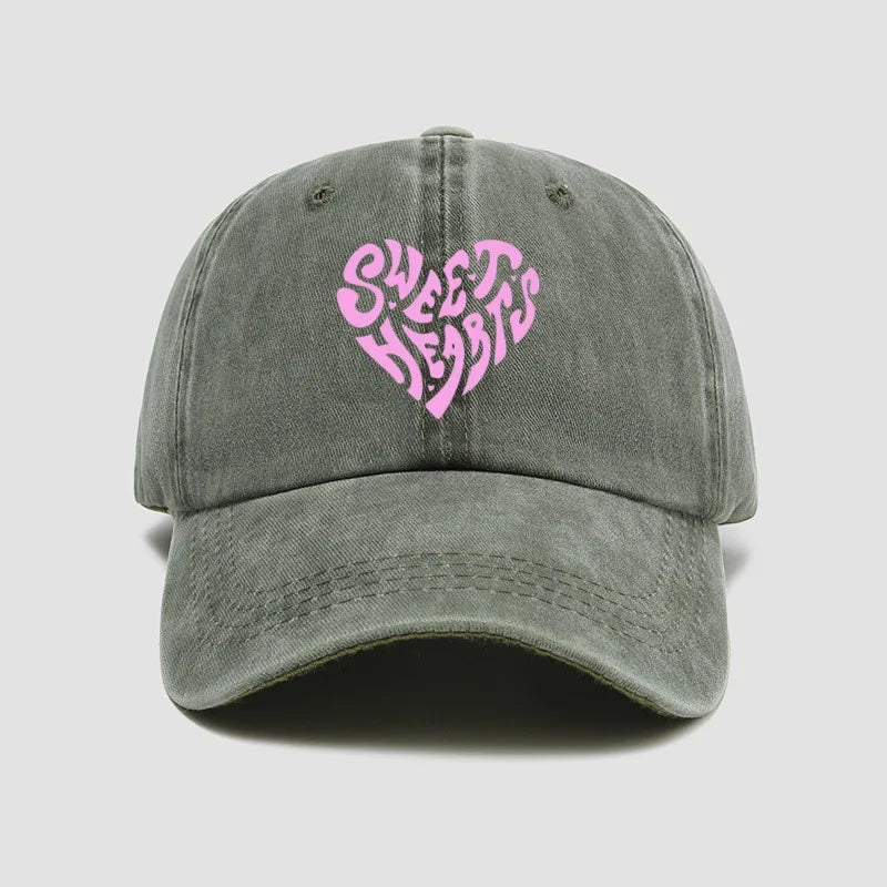 Pink Heart-Shaped Letter Printed Bbaseball Cap, Versatile for Daily Use, Sweet Girl's Hat