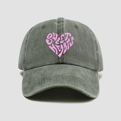 Pink Heart-Shaped Letter Printed Bbaseball Cap, Versatile for Daily Use, Sweet Girl's Hat
