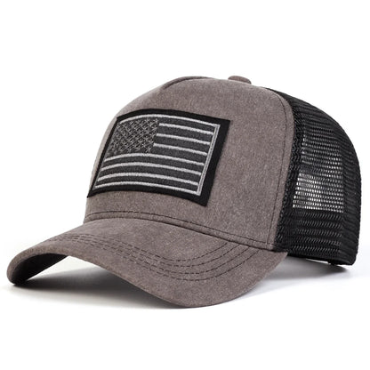 Unisex American Flag Embroidery Washed Baseball Caps