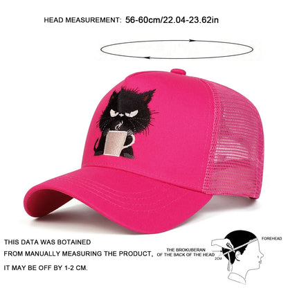 Unisex Black Cat Embroidery Baseball Caps