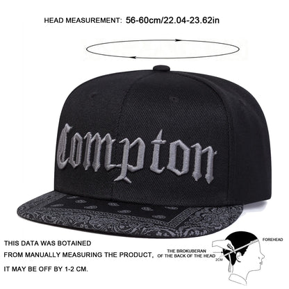 Unisex COMPTON Letter Embroidery Baseball Hats Snapback Caps