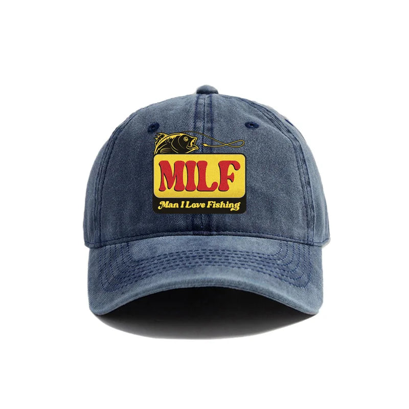 MILF Man I Love Fishing Baseball Cap Vintage Distressed Dad Hats