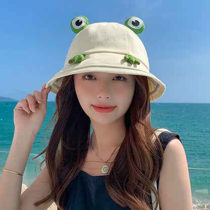 RICYGVM Funny Frog Fisherman Hat For Women Sunscreen Bucket Hat Unisex