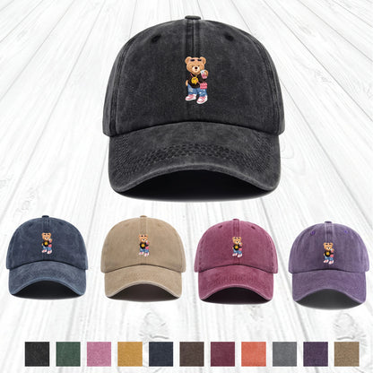 Cartoon Bear Print Cotton Baseball Hat