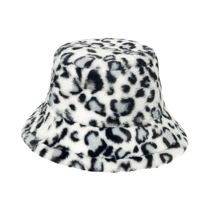 Winter Bucket Hat Women's Fashion Leopard Panama Warm Hat For Women