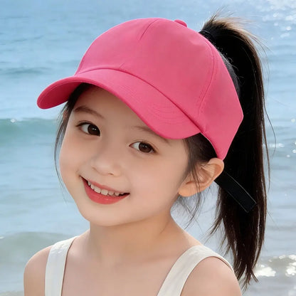 Children Sun Hat Girls Ponytail Duckbill Hats Kids Empty Top Baseball Cap
