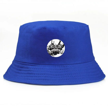Black Bucket Hat with Cool Print, Summer Fisherman Fishing Hat
