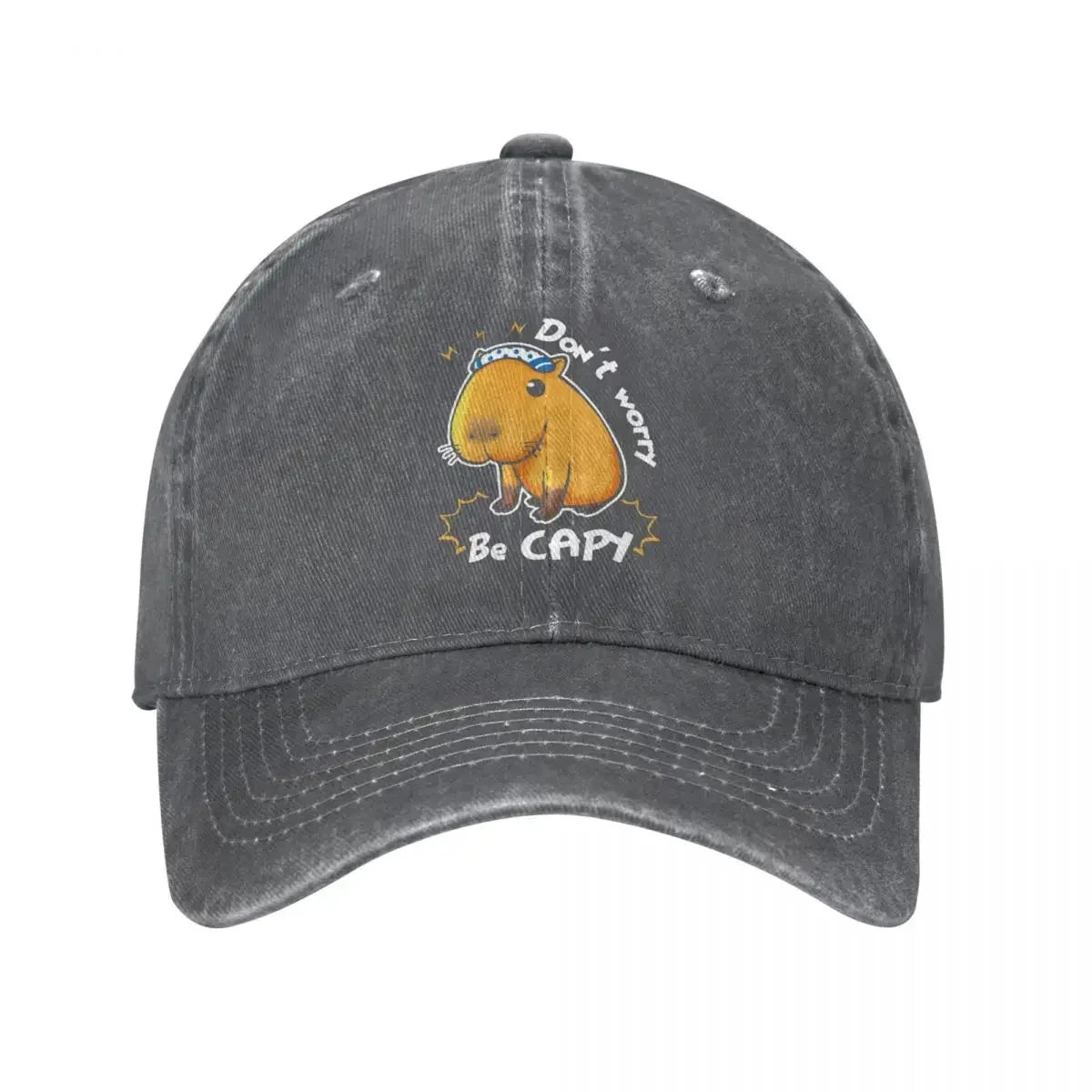 Classic Denim Capybara Don't Worry Be Capy Baseball Cap