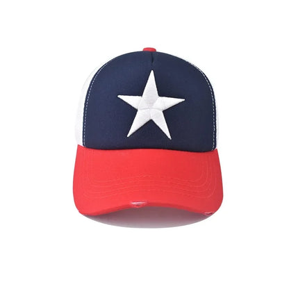 New Style Unisex Adjustable Mesh Cap Casual Plain Embroidery Five-Star Cotton Baseball Cap For Women Men