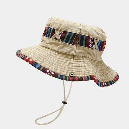 Cotton National Wind Solid Color Bucket Hat For Men And Women
